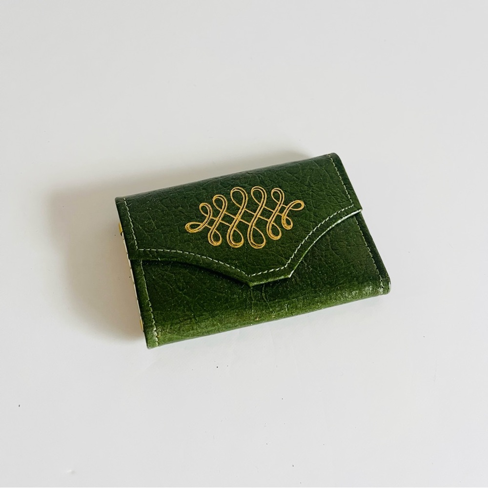 Vintage Leather Wallet + Princess Gardner Key Case Brown Green - Picture 10 of 15